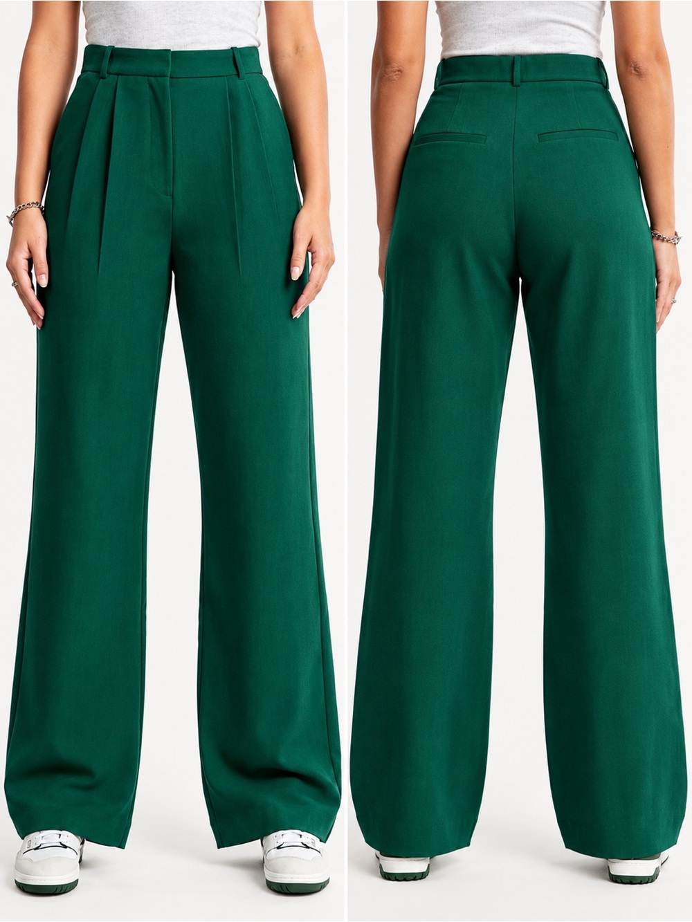 Abercrombie & Fitch A&F Sloane Tailored Wide Leg Pant Green 16 Long